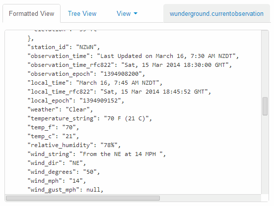 JSON weather from San Francisco