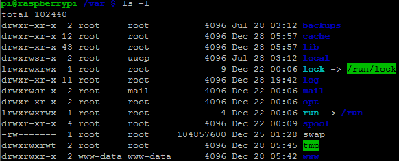 `ls -l` command