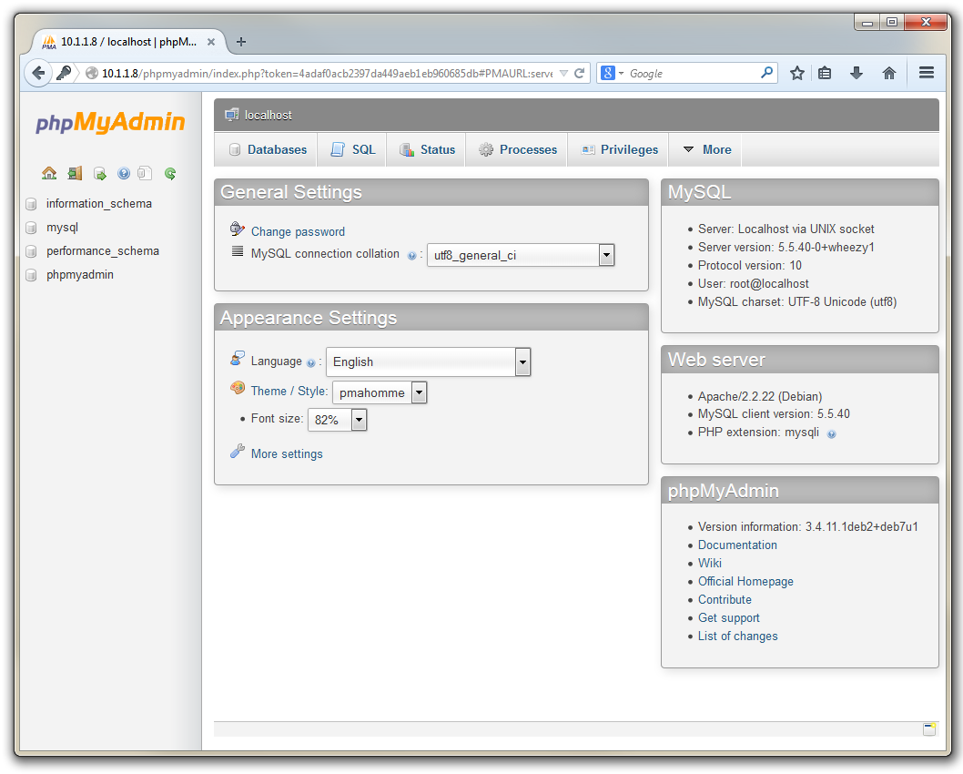 phpMyAdmin Web Interface