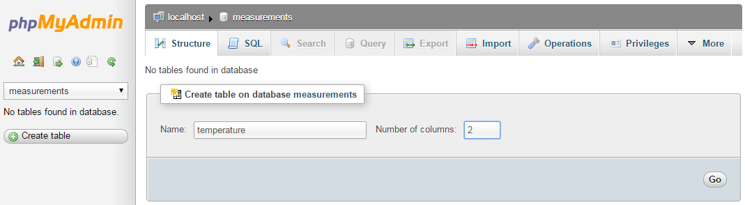 Create the MySQL Table