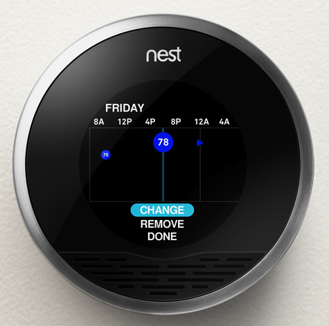 **Figure: Nest Thermostat Control**. Thermostat Showing Fine Heating Control. ---Image Credit: Nest Labs.