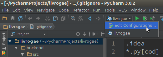 Figura 3.03: Configuração de servidor no Pycharm