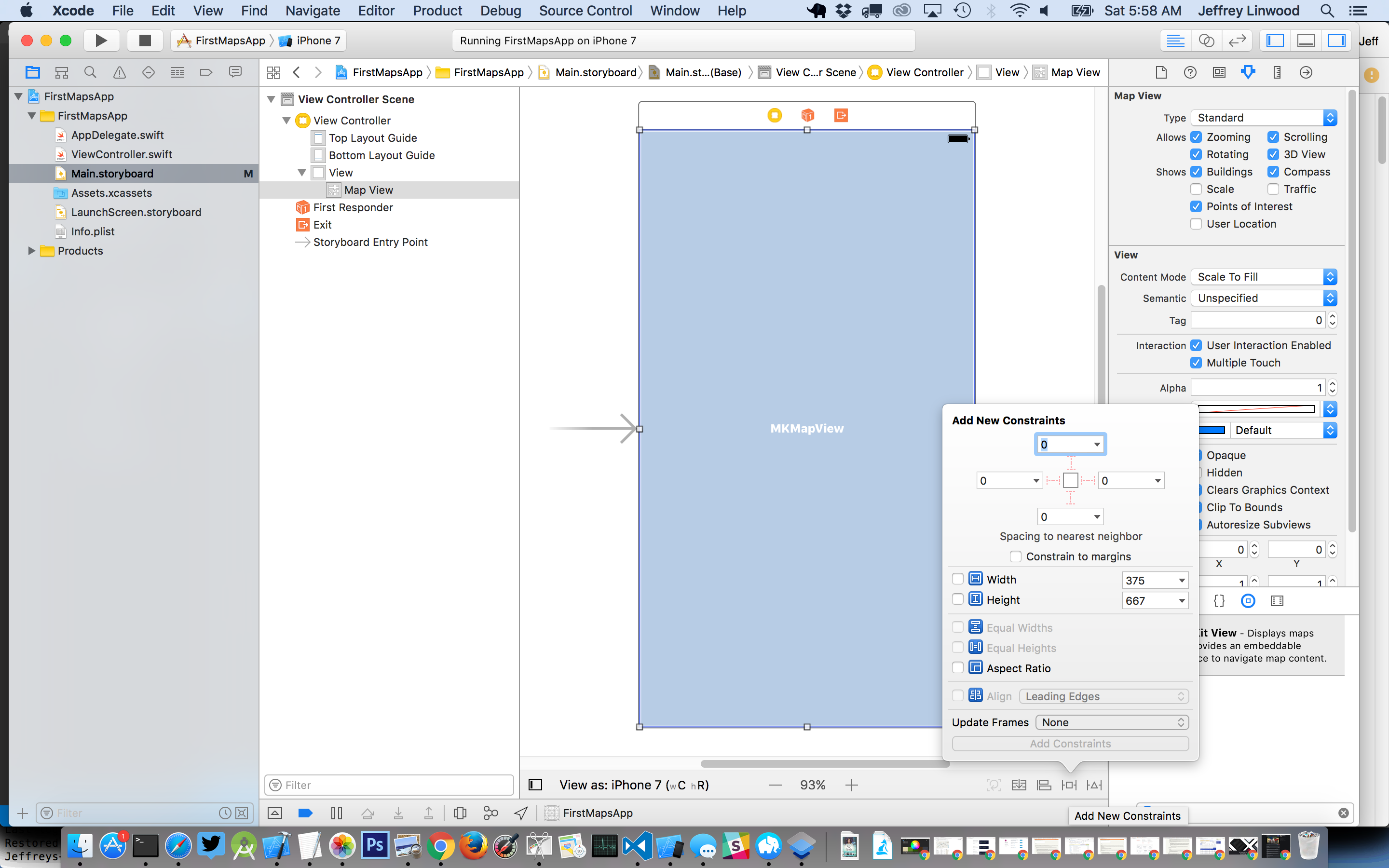 Adding constraints to Map View