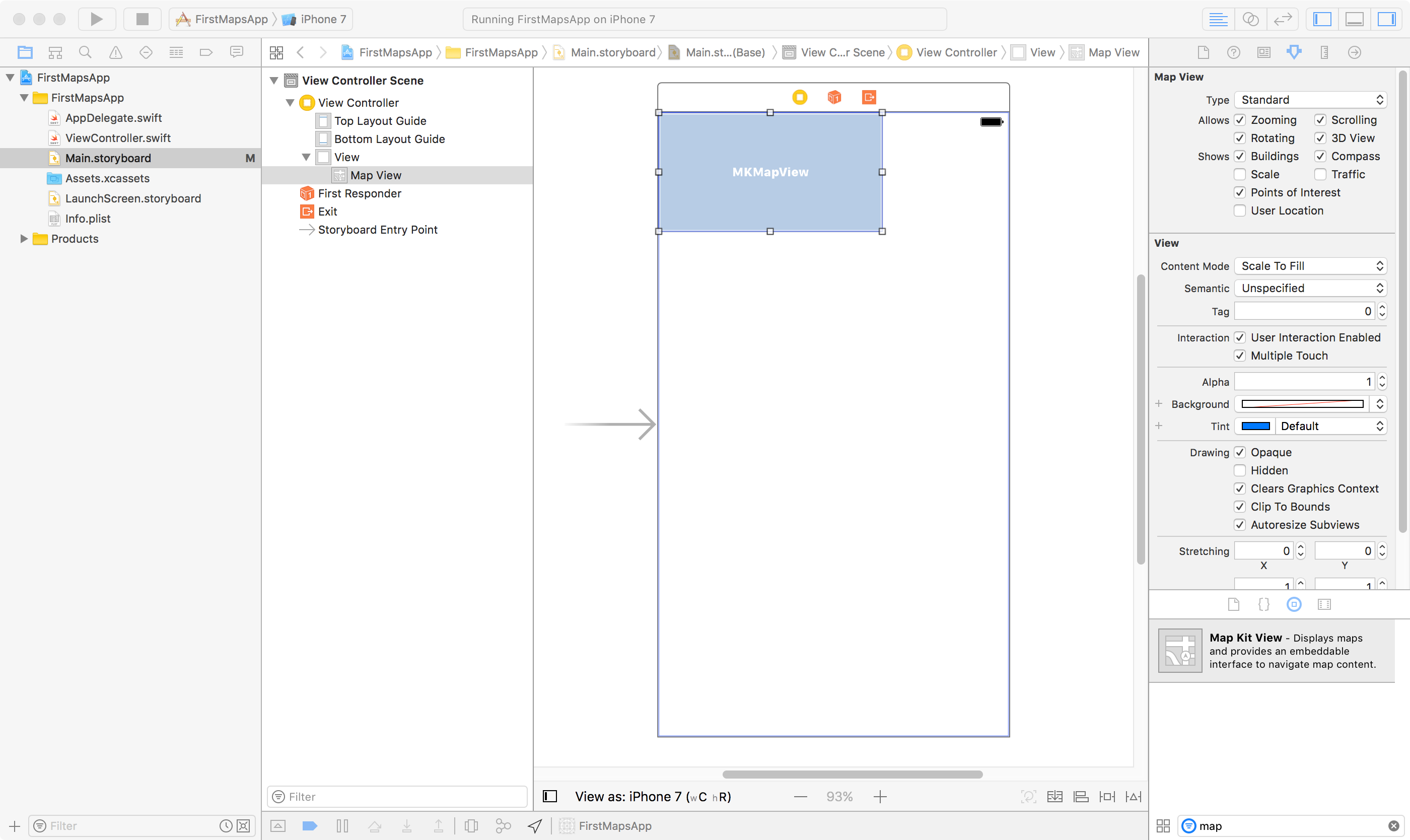 Map View on storyboard