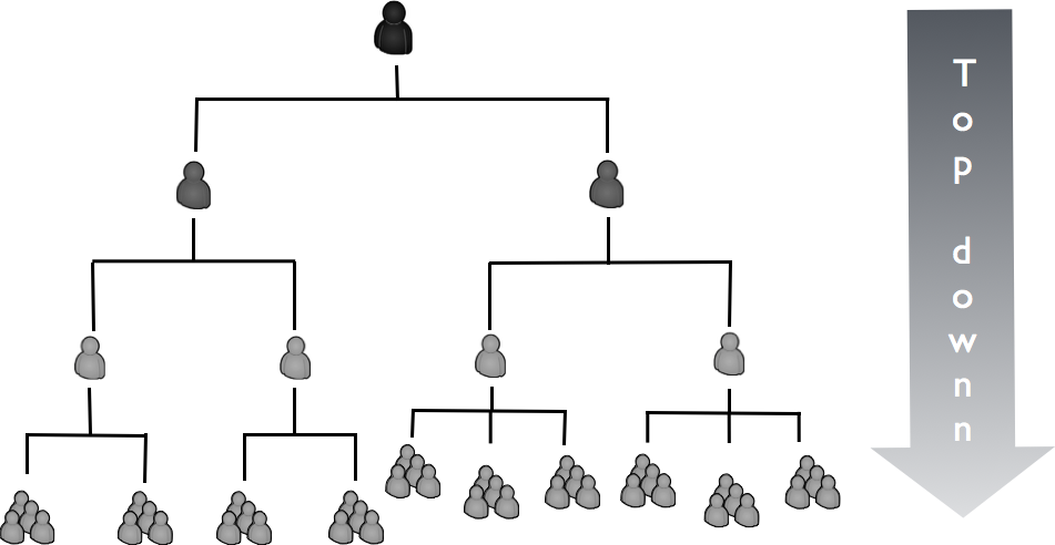 A typical hierarchical organisation structure