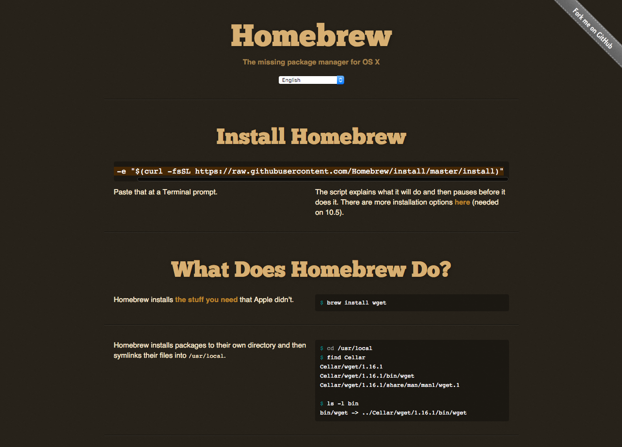 Homebrew — the missing package manager for OS X