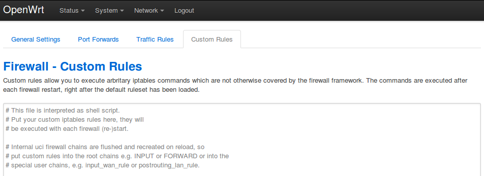 Network -> Firewall > Custom Rules