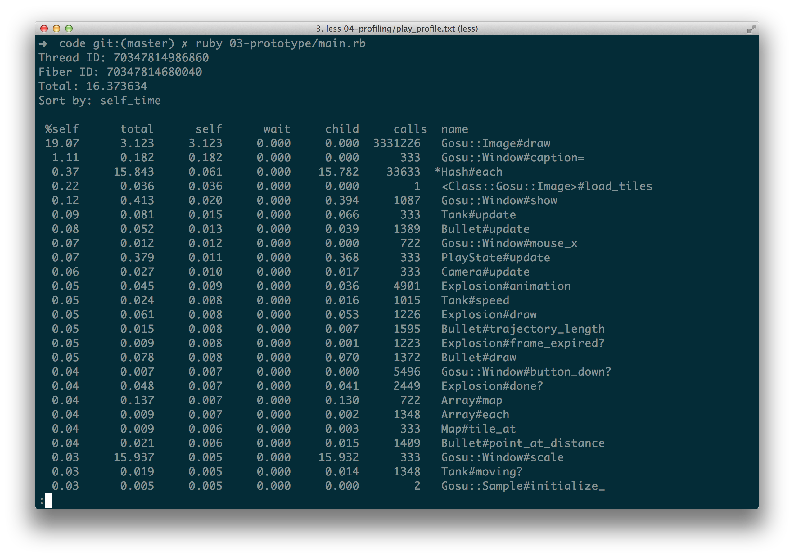 Profiling results for `PlayState`