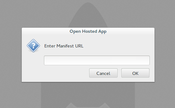 La finestra per inserire la URL del file manifest.webapp