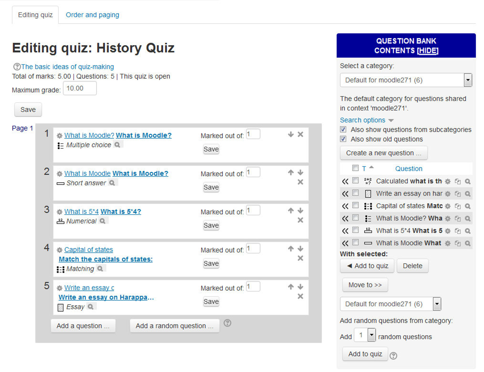 Figure 8-13 Editing a quiz