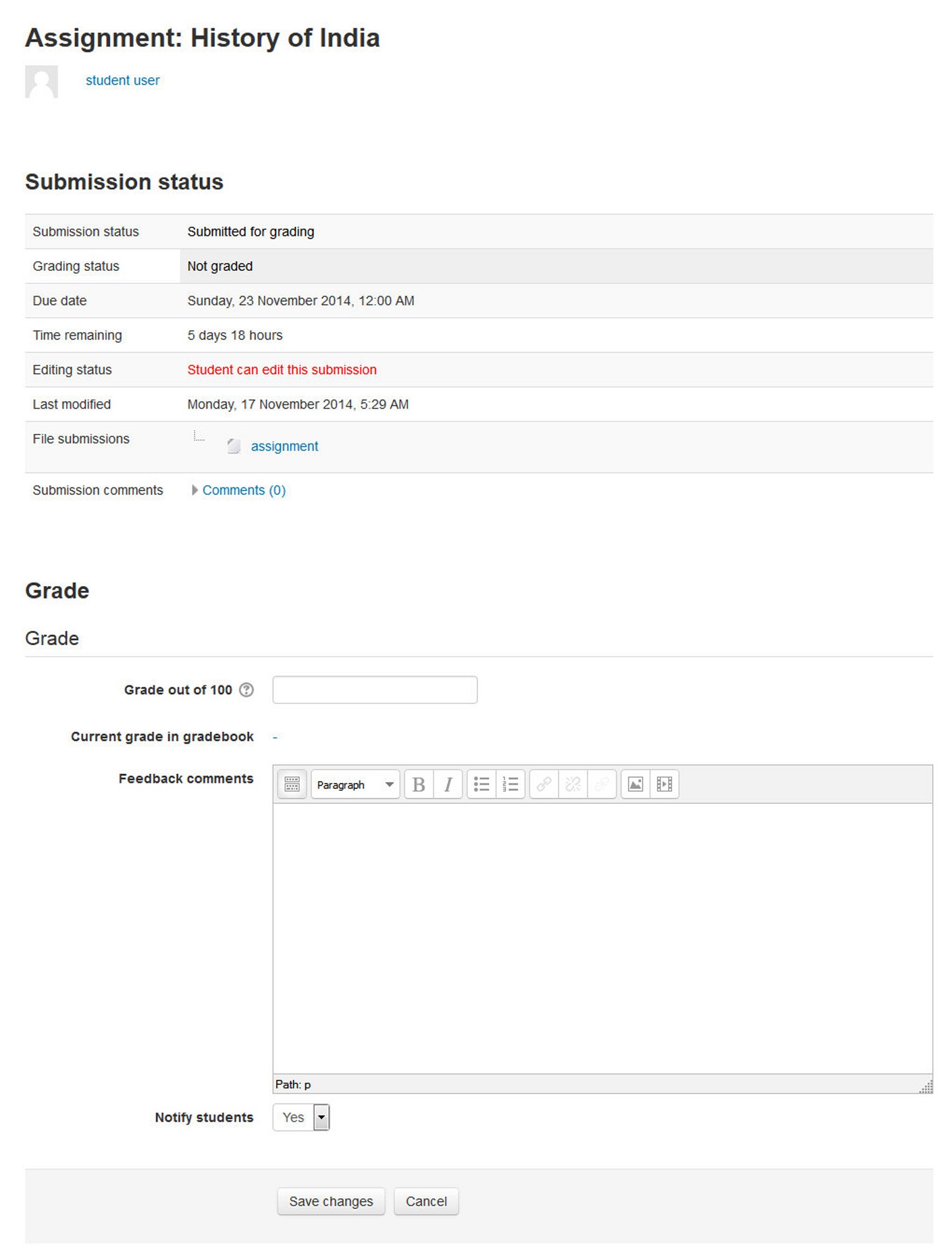 Figure 9-3 Grading assignment