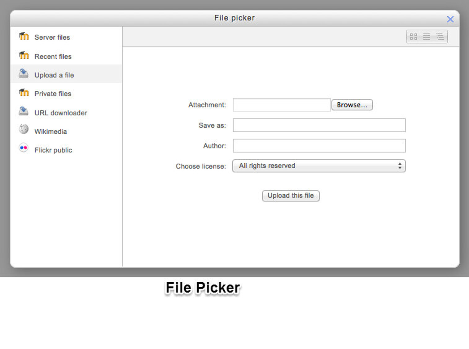 Figure 6-8 Upload a file in file picker