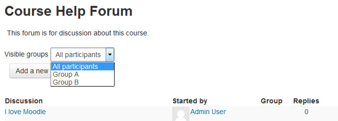 Figure 5-4 Visible groups in a forum