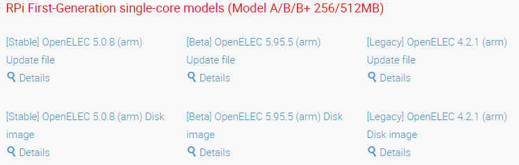 OpenELEC Download Options