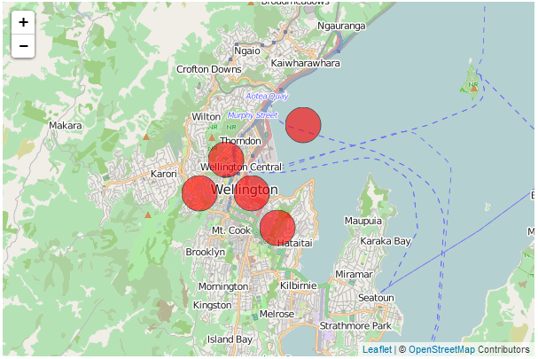 Zoomed d3.js circles fixed in geographic location on leaflet map but constant size