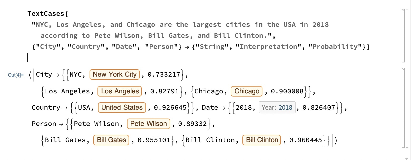 Using Wolfram/One to find entities in text