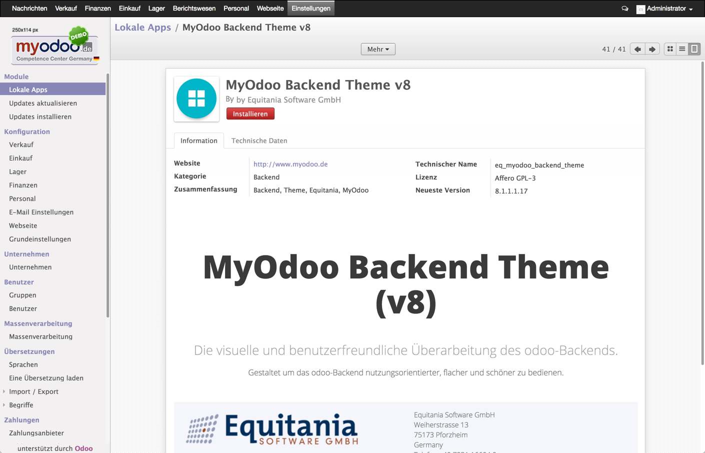 Odoo: MyOdoo Backend Theme v8