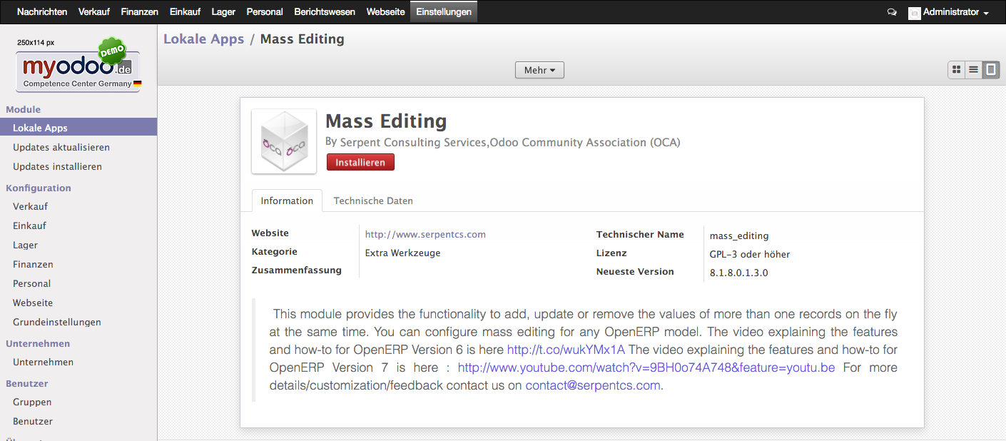 Odoo: mass_editing