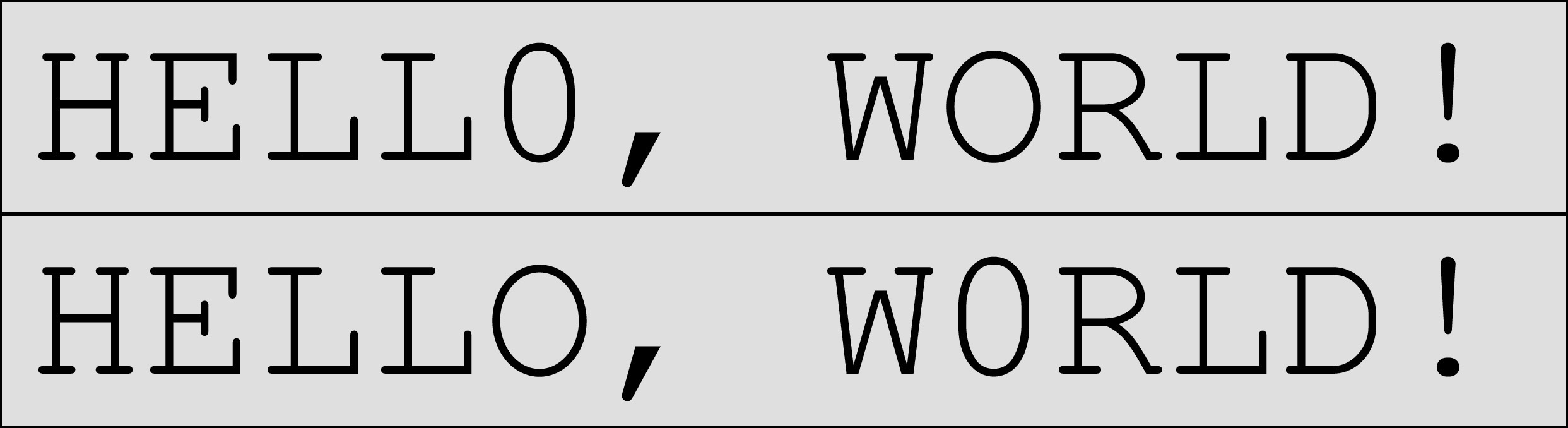 Two PDF pages which do differ -- differences can be spotted by looking twice...