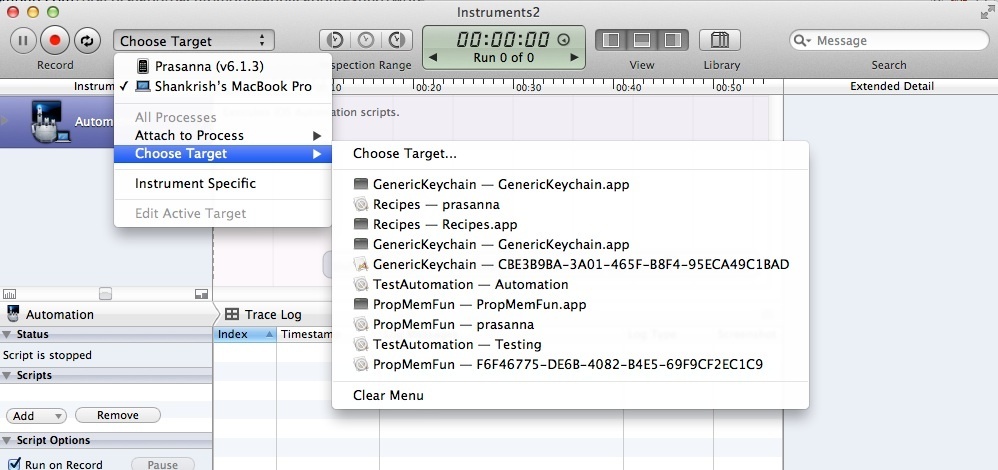 Screen- How to choose the Application target options.