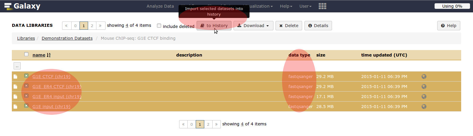 Data Libraries, Demo Datasets, Mouse data