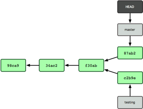 igura 3-9. O histórico dos branches diverge.