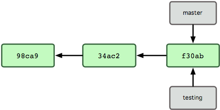 Figure 3-4. Multiple branches pointing into the commit’s data history.