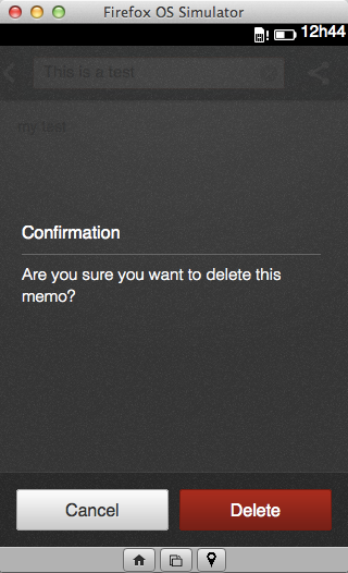 Memos, note removal confirmation screen