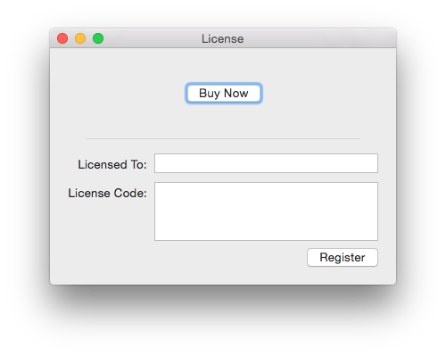 The "Enter a License" window of _New App_.