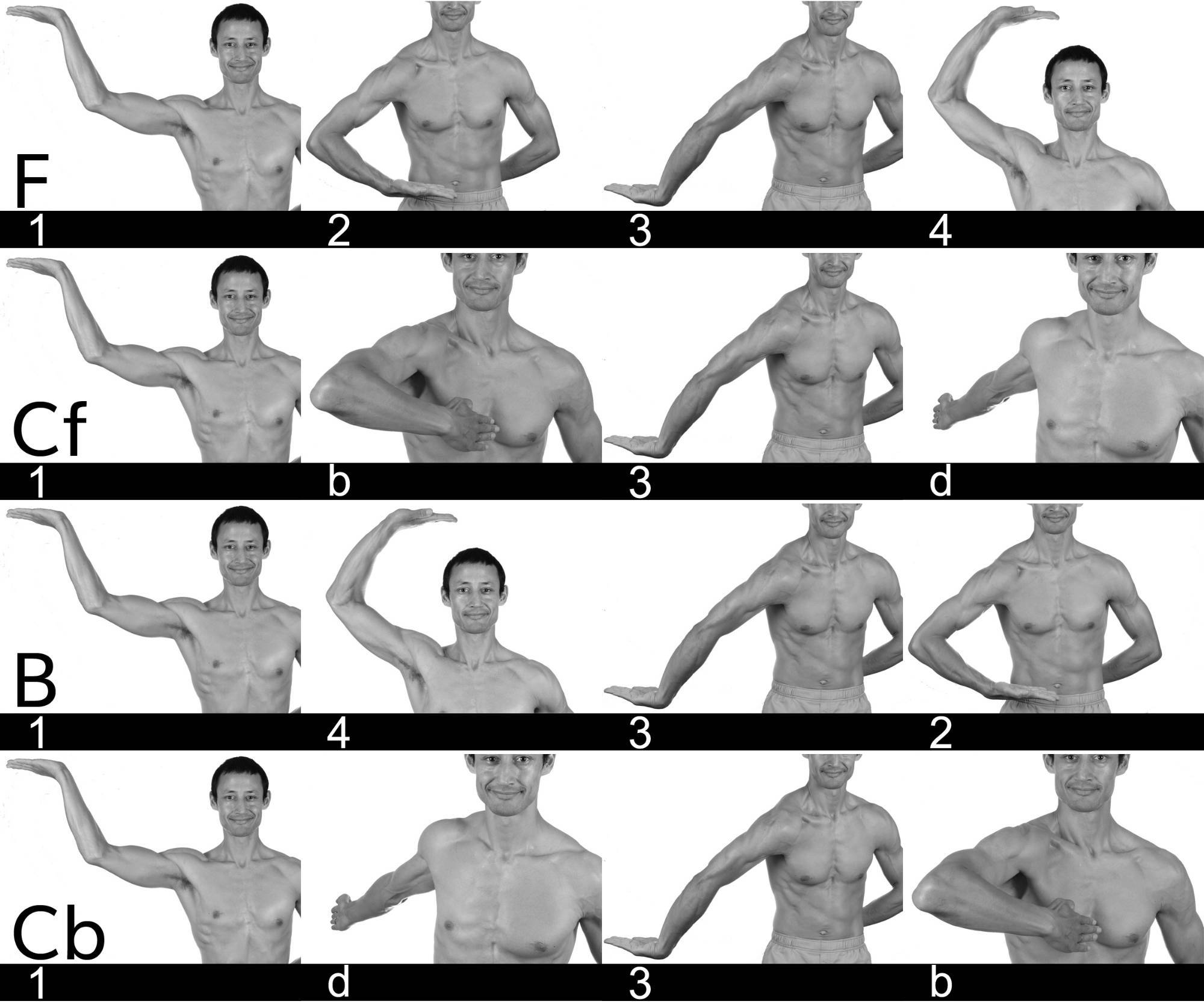 Cyclic movements beginning from position 1 (final positions not shown).