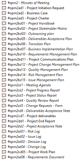 Figure A8.3 - Project management deliverables
