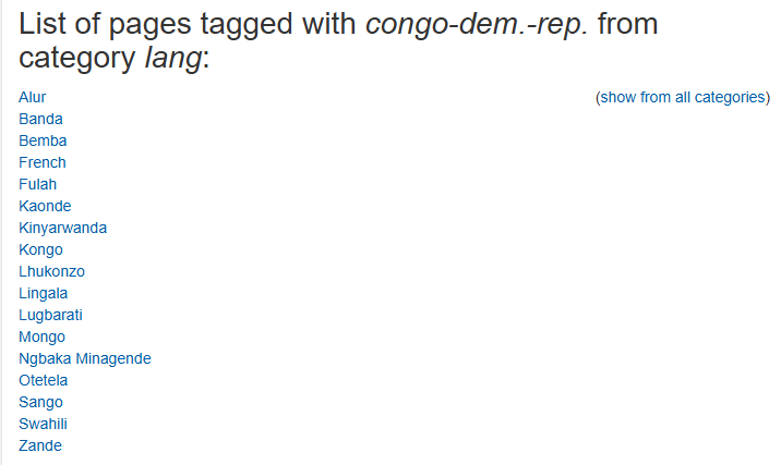 (Some of the) languages used in Congo, Democratic Republic