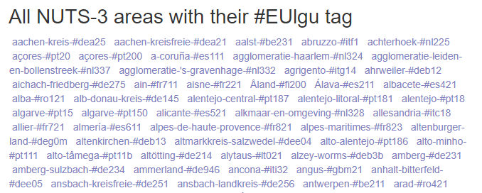 Part of the EUlgu and GBlgu nuts3-hashtag cloud