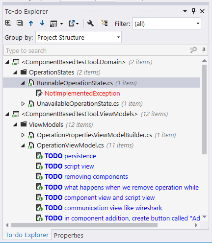 Resharper TODO Explorer docked as a window in Visual Studio 2015 IDE