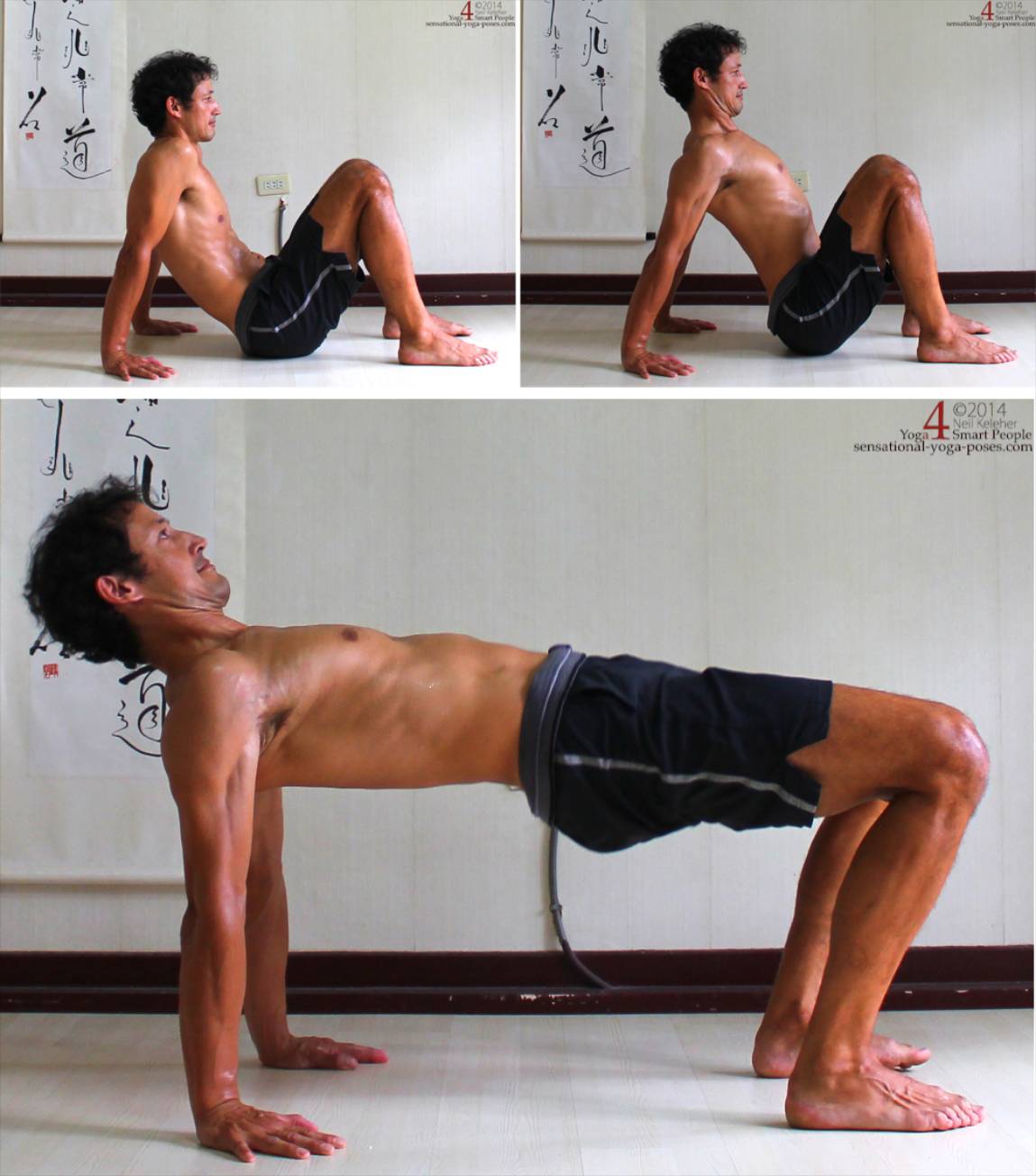 Table Top With Shoulders relaxed then active and then with hips lifted.