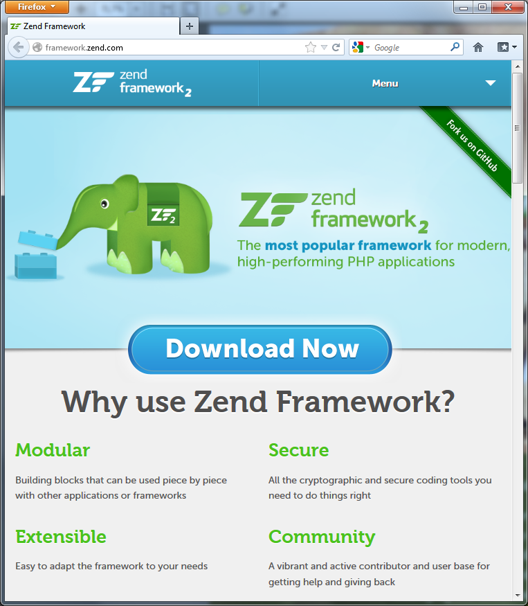 Figure 1.4. Zend Framework official project web site