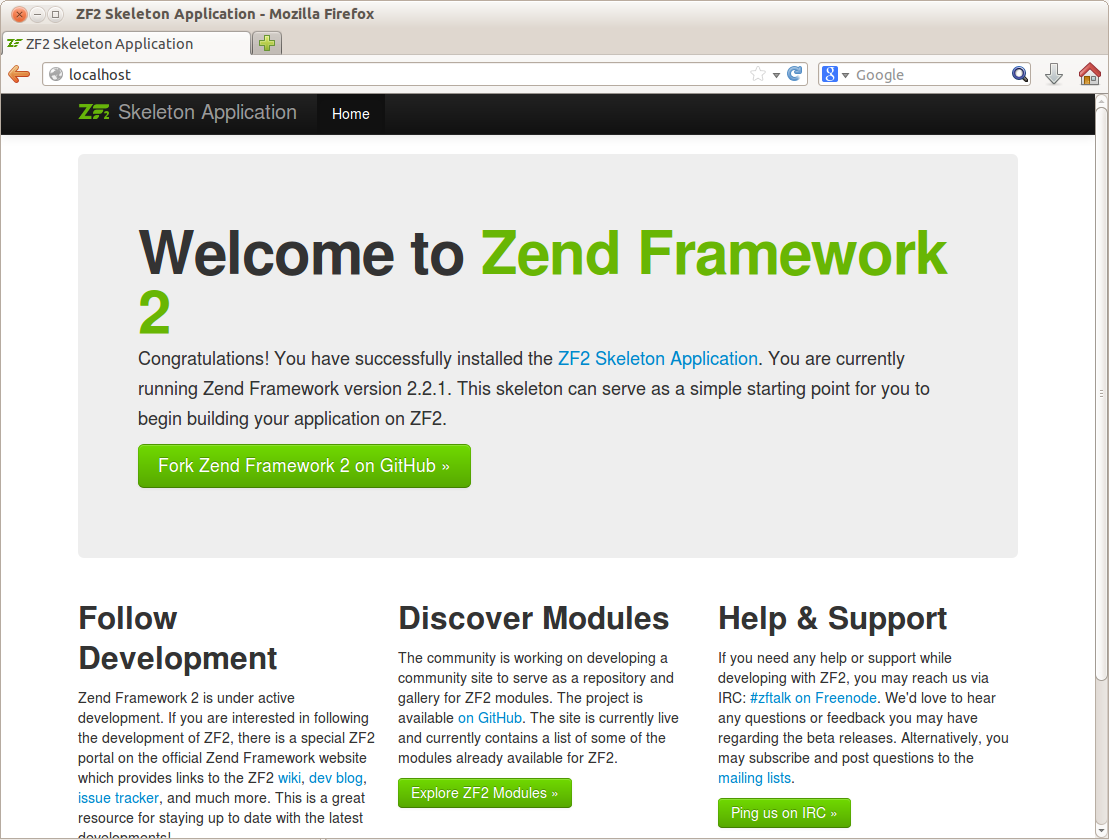 Figure 2.3. Zend Skeleton Application