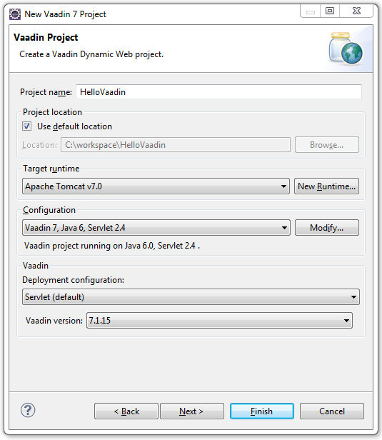 Anlegen eines neuen Vaadin 7 Projektes mit dem Vaadin Eclipse Plugin