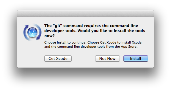 Install command line developer tools popup