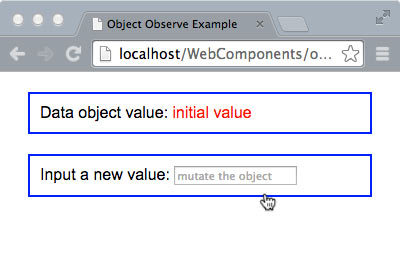 The `Object.observe()` example upon load
