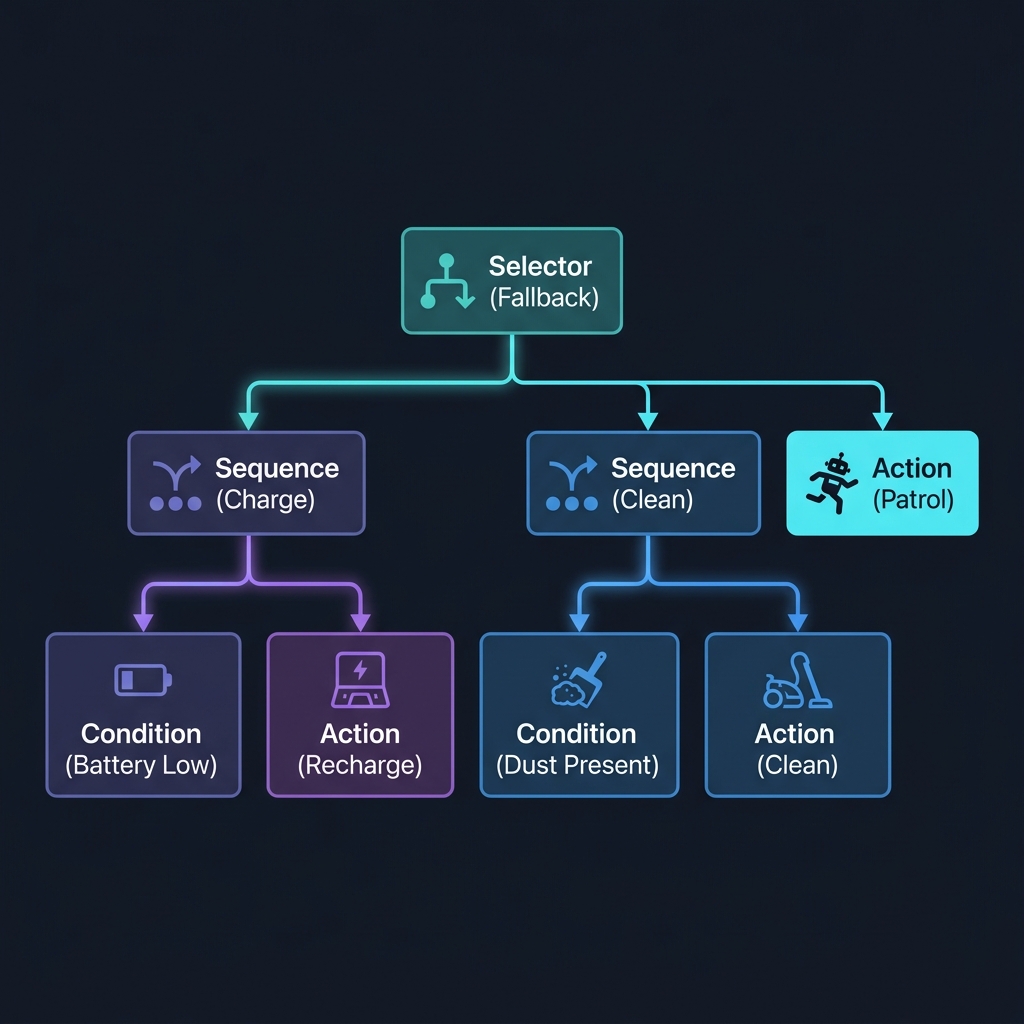 Architecture diagram for the Agent Behavior Trees example