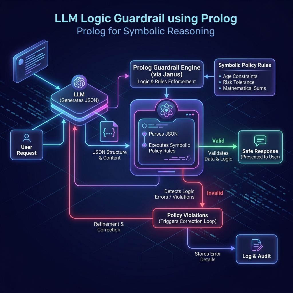 Architecture diagram for the LLM Logic Guardrails example