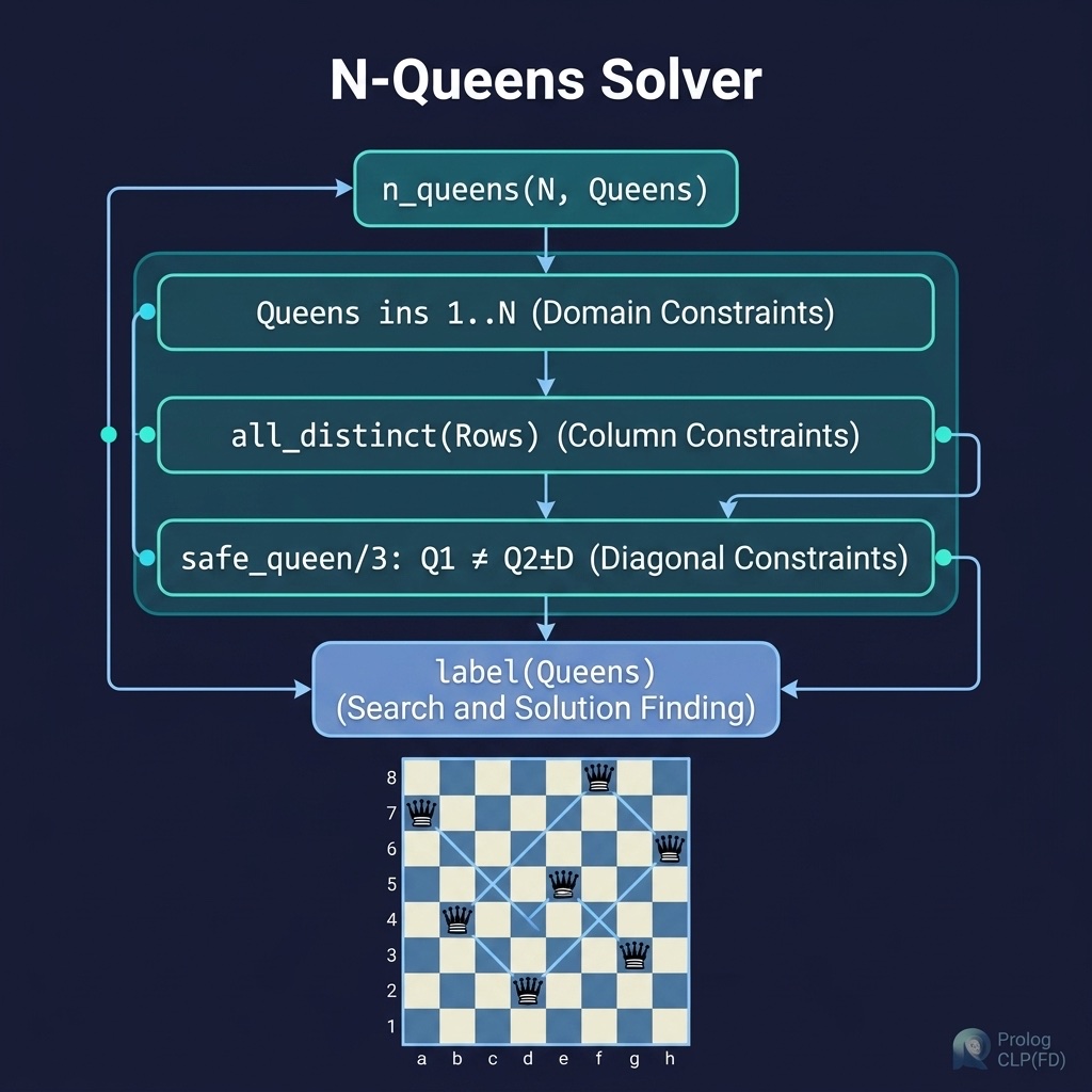 Architecture diagram for the N-Queens example