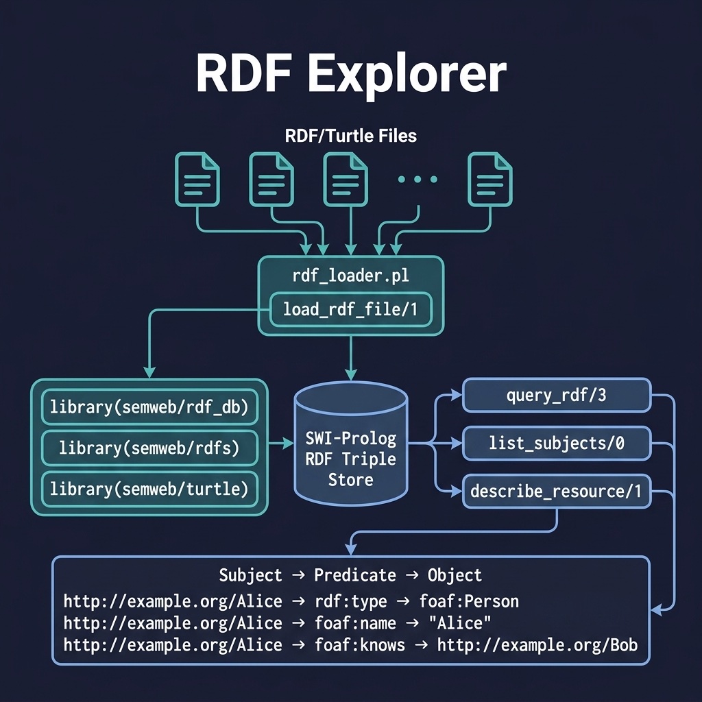 Architecture diagram for the RDF Explorer example