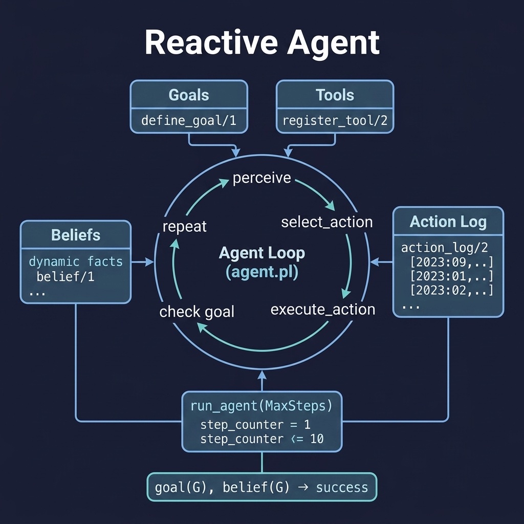 Architecture diagram for the Reactive Agent example