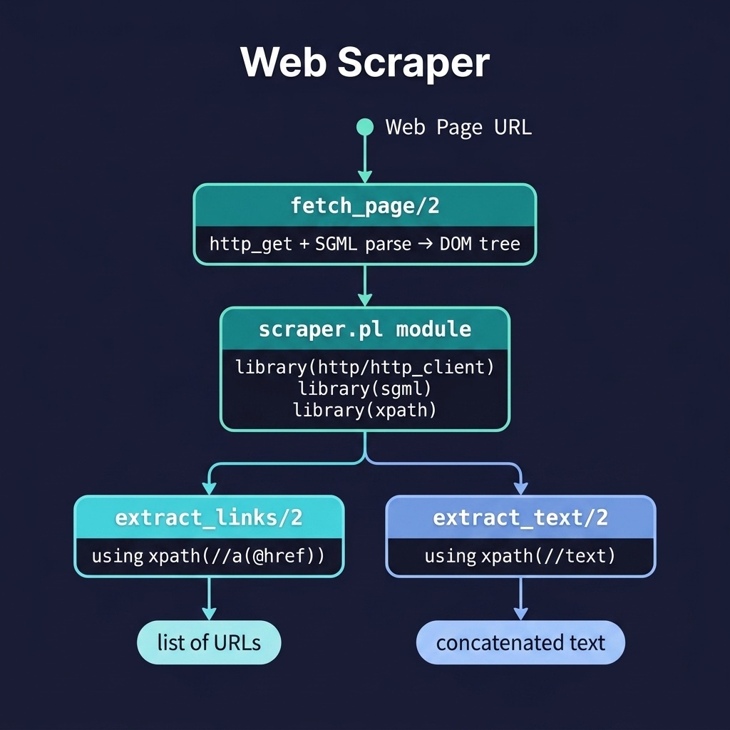 Architecture diagram for the Web Scraper example