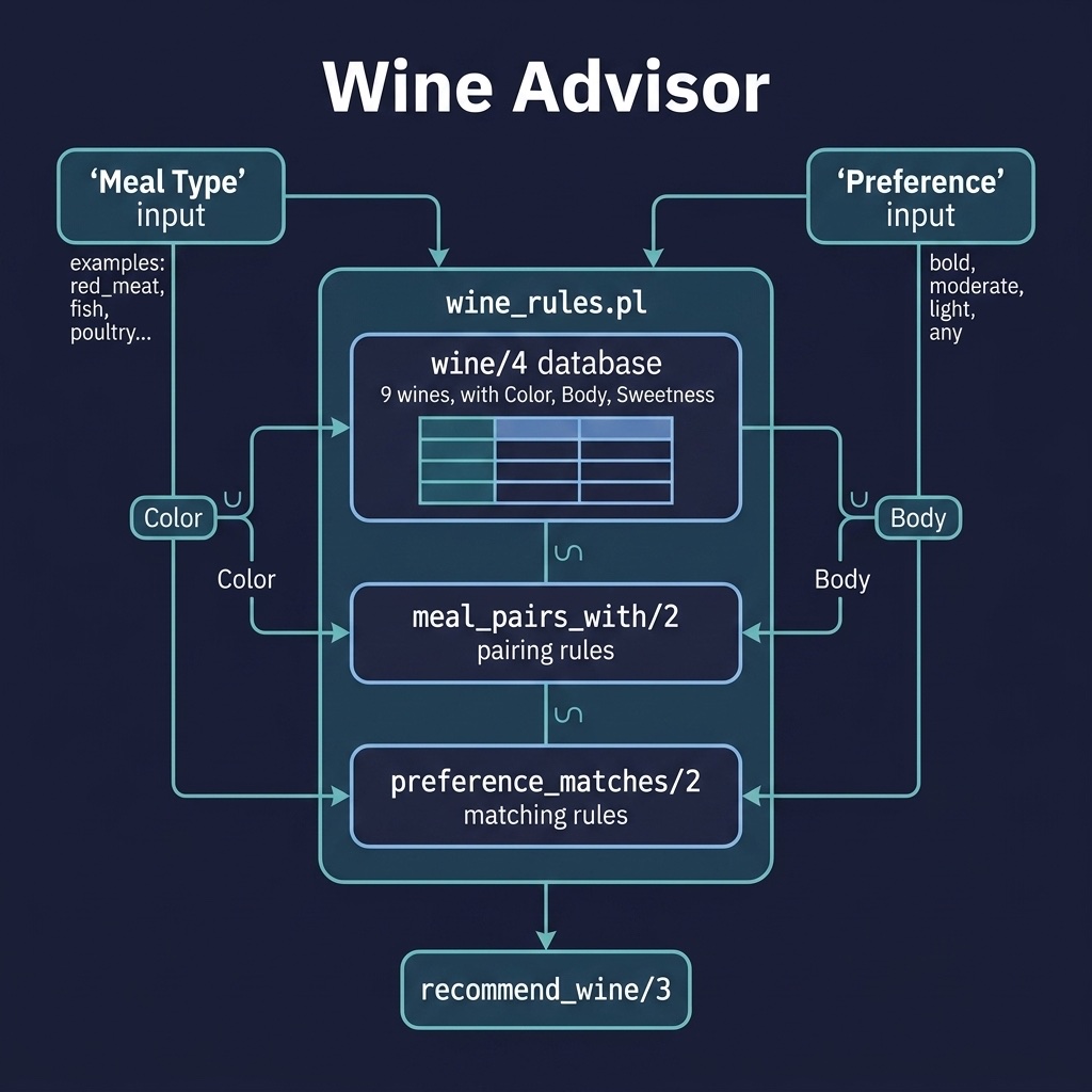 Architecture diagram for the Wine Advisor example