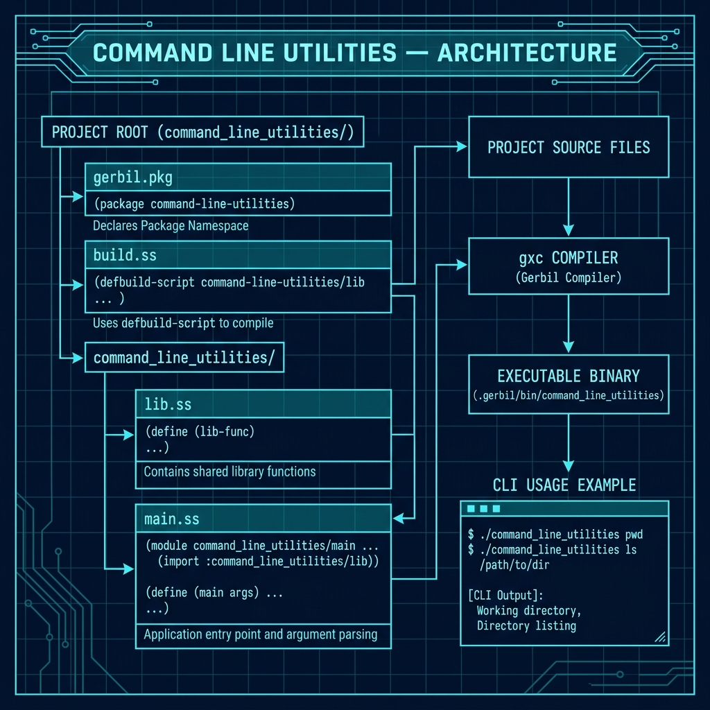 Architecture diagram for the multi-module command-line utility project