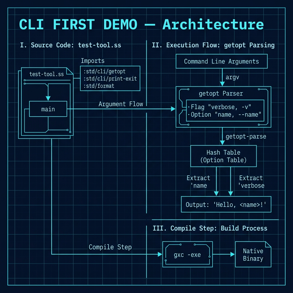 Architecture diagram for the simple command-line utility structure