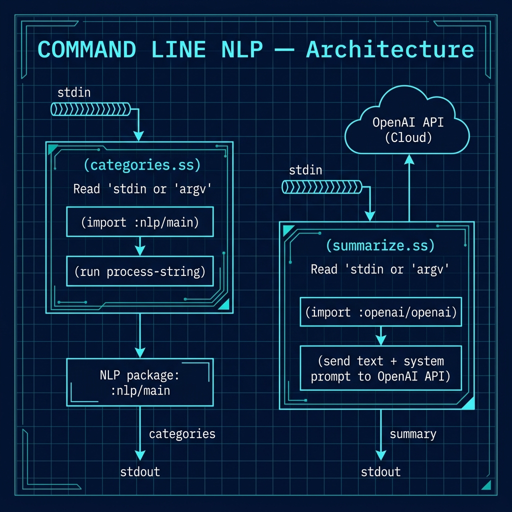 Architecture diagram for the command-line NLP utilities